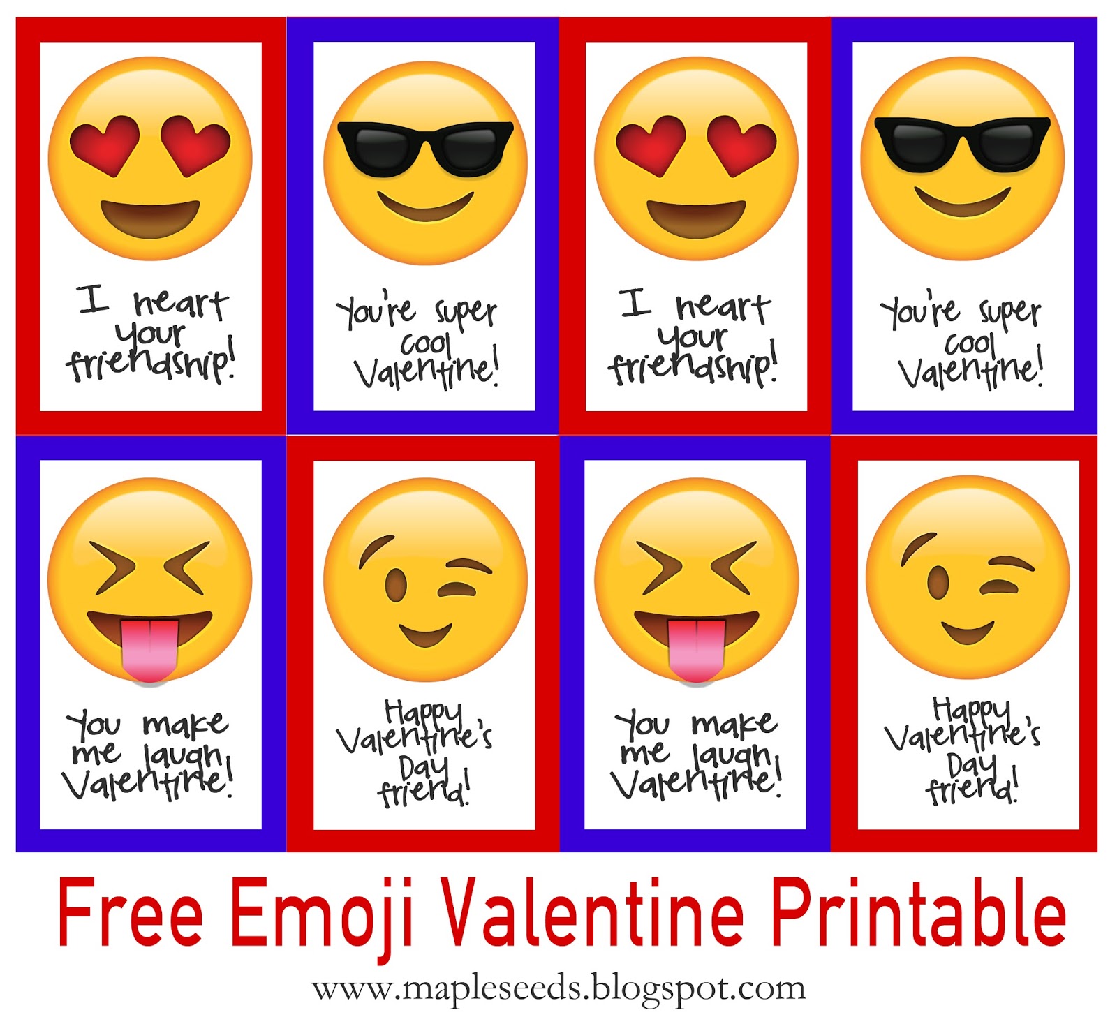 MapleSeeds Home Emoji Valentine Free Printable MapleSeeds Home