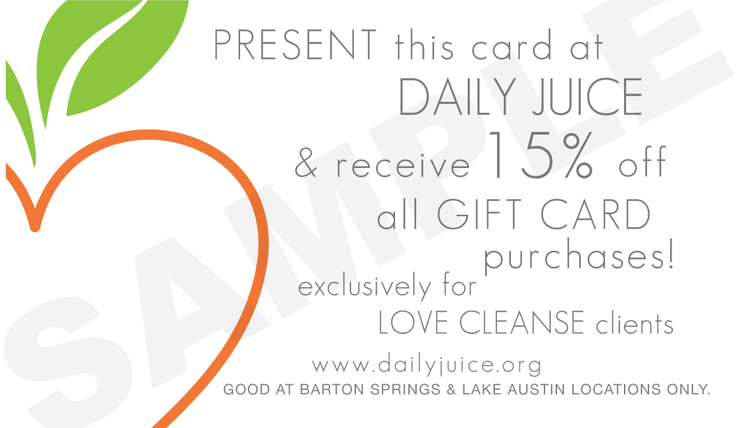 LoveLife Method Daily Juice Discount for Love Cleanse Clients!