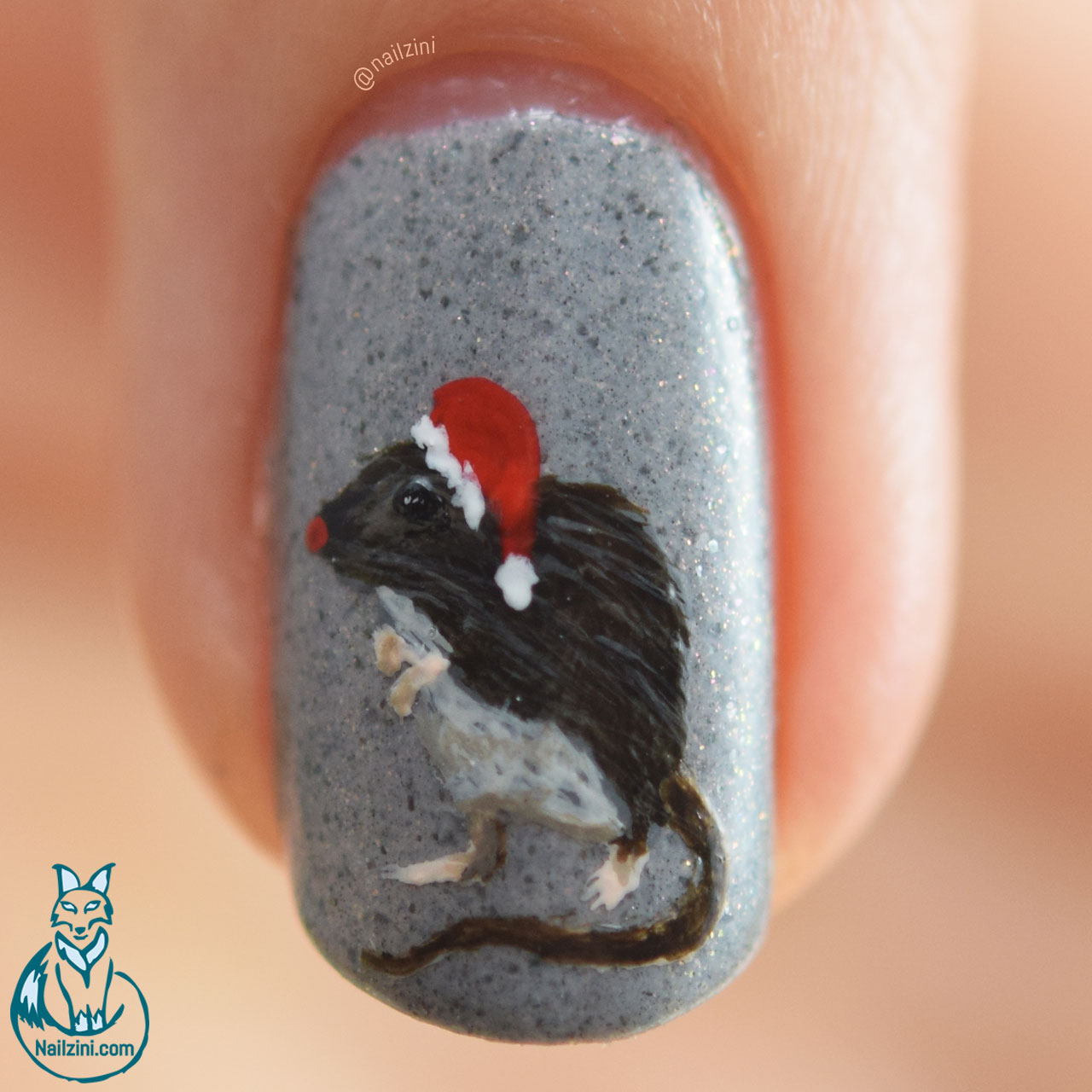 Rudolf The Red Nosed Rat Nail Art Nailzini
