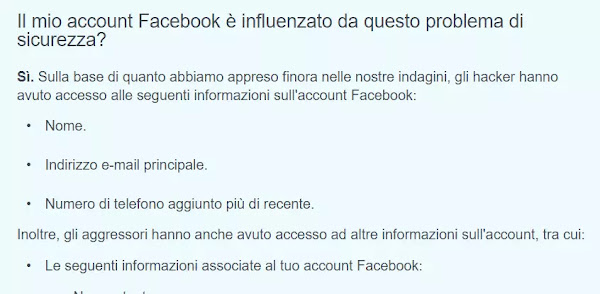 account hackerato facebook violazione dati