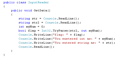 What I learnt today: How to read data from console