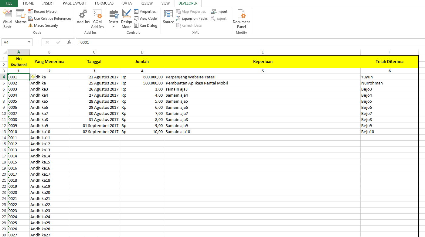 Cara Membuat Kwitansi Dengan Menggunakan Microsoft Excel