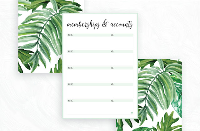 Free Printable Irma Accounts & Memberships Organizer by Eliza Ellis. The perfect way to keep track of all those bank, insurances, utilities, investment and superannuation accounts! Available in 6 colors and in both A4 and A5 sizes. Enjoy!