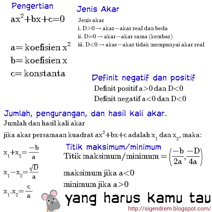 Soal Dan Pembahasan Persamaan Kuadrat