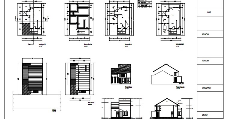 Jasa gambar kerja 2d denah tampak instalasi sanitasi titik lampu
