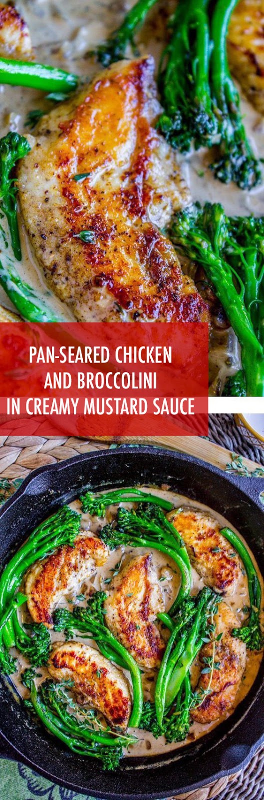 Pan-Seared Chicken & Broccolini in Creamy Mustard Sauce Pan-Seared Chicken & Broccolini in Creamy Mustard Sauce