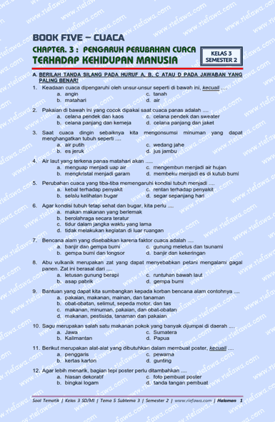 Soal Tematik Kelas 3 Tema 5 Subtema 3 Kurikulum 2013 Edisi 