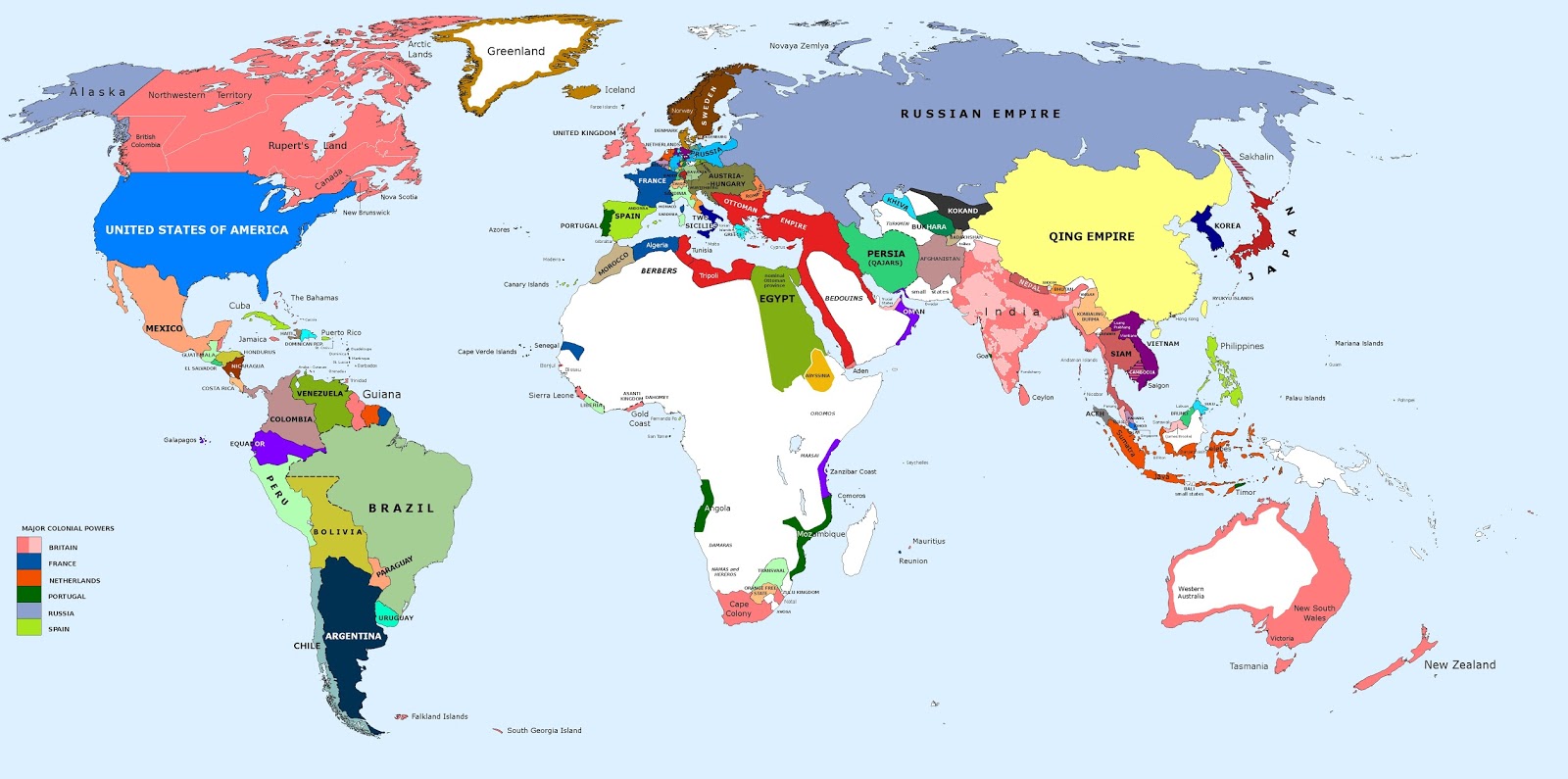 Detailed Political Map of the World in 1860 - Vivid Maps