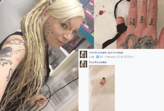 Crazy Girl Chop1 WTF? Woman cuts her pinky finger live on social media...