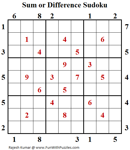 Sum Or Difference Sudoku Fun With Sudoku 136
