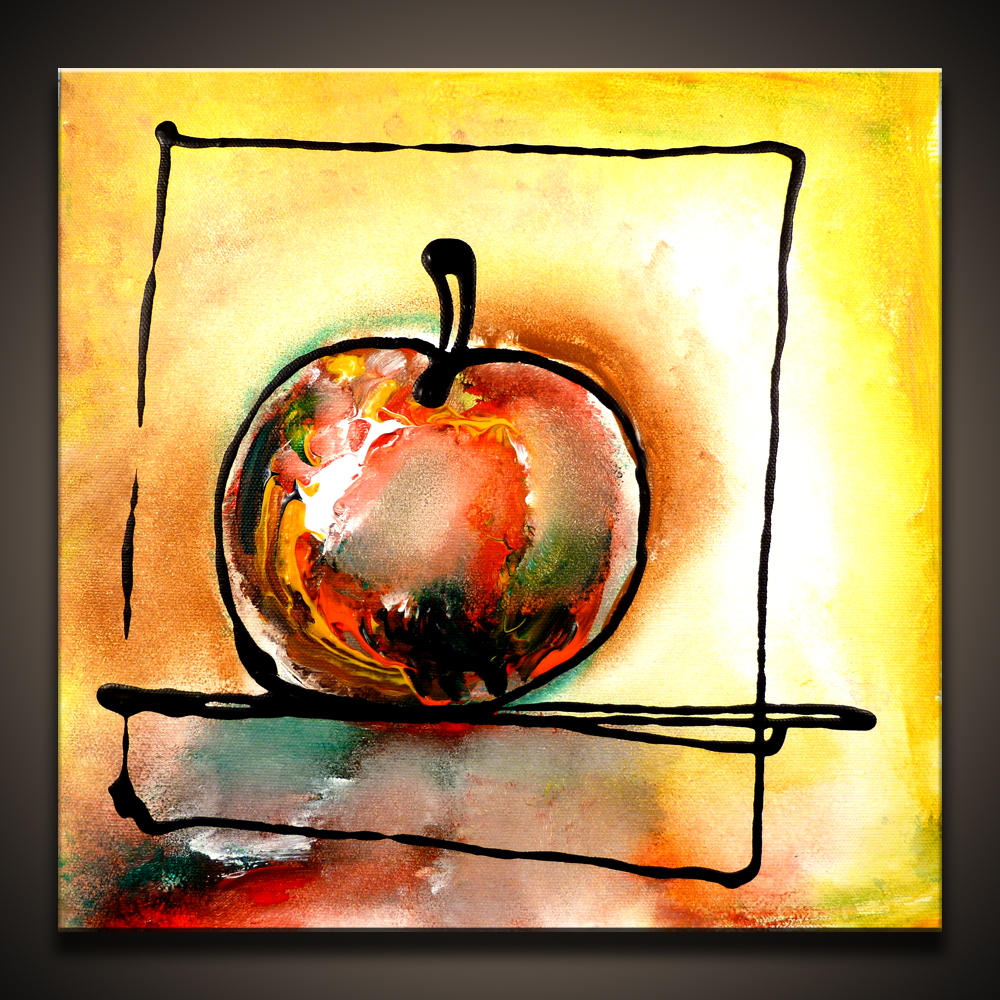 Taste It, painting of an apple in abstract style by