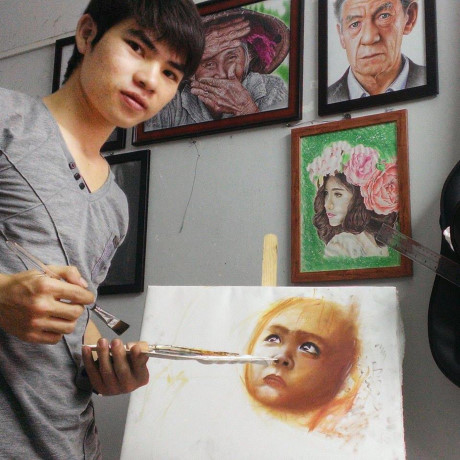 Chang trai Gia Lai ve tranh chan dung song dong nhu that - Anh 9