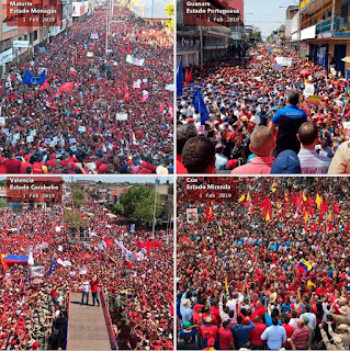 Not on CNN or MSNBC. Four of the huge pro-government rallies held throughout Venezuela on February 1st, From InText