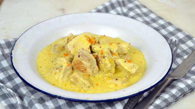 Pollo con mostaza, yogur y naranja receta