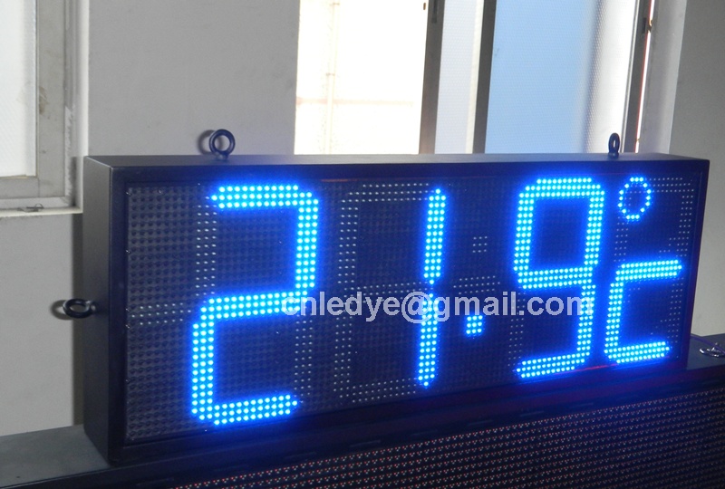 PetroLed Large Blue led clock, Outdoor Led Time, Temperature Signs
