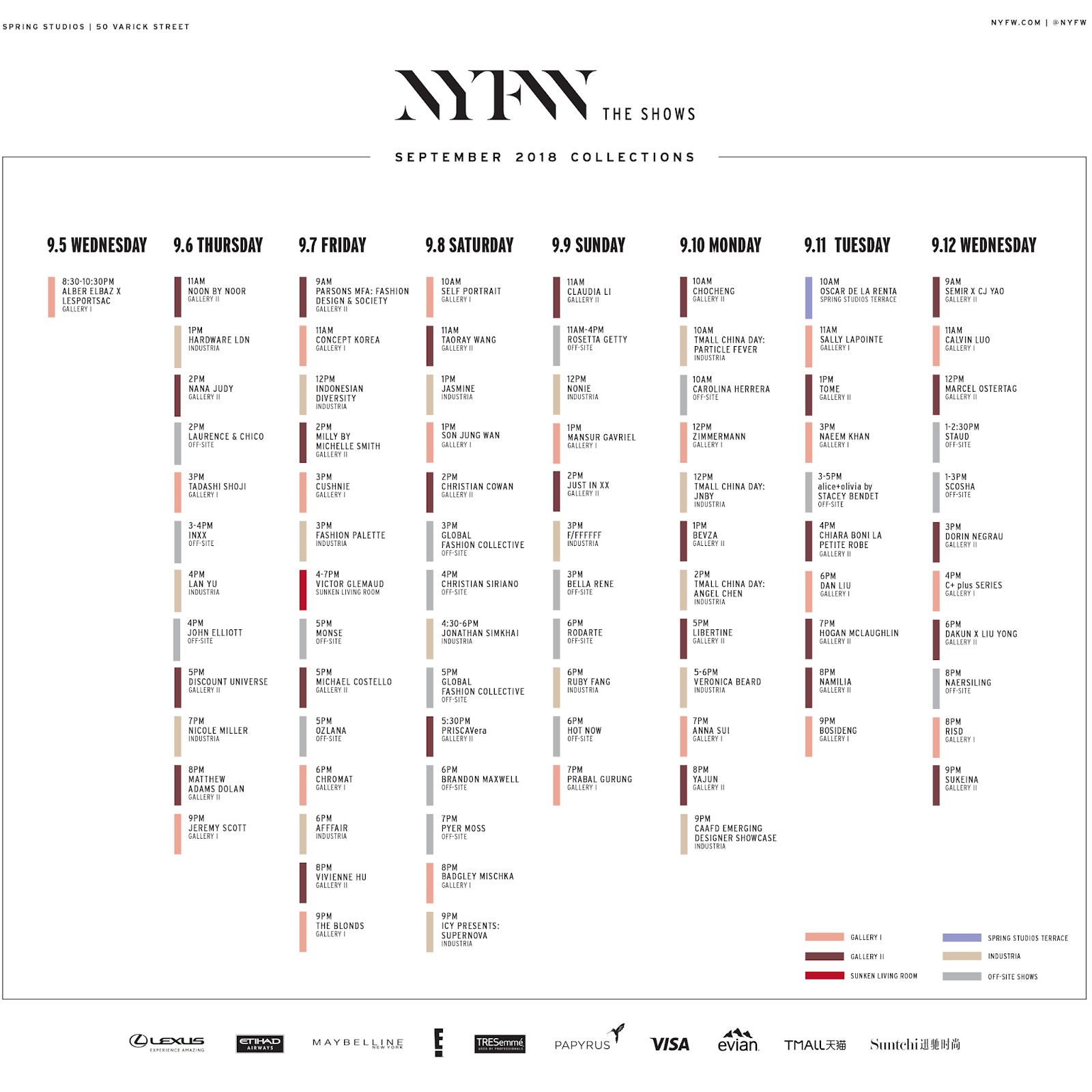 Stylish New York Fashion Week Spring 2019 Schedule Stylelista Confessions