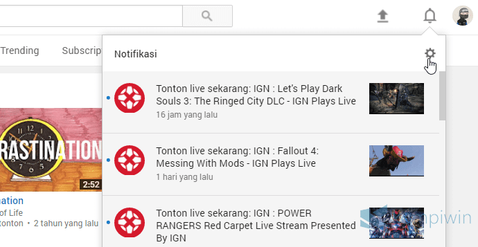 pemberitahuan video baru