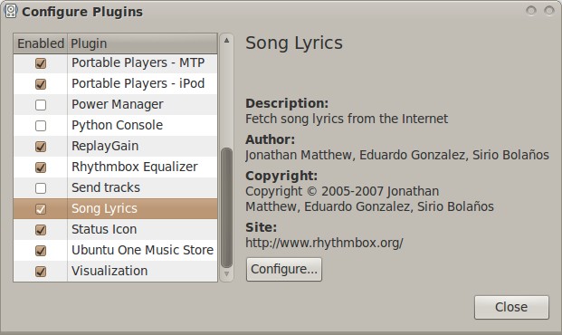 Enabled plugins. Fetch Song Lyric. Авто Пан плагин. Studio Store Visualizer.