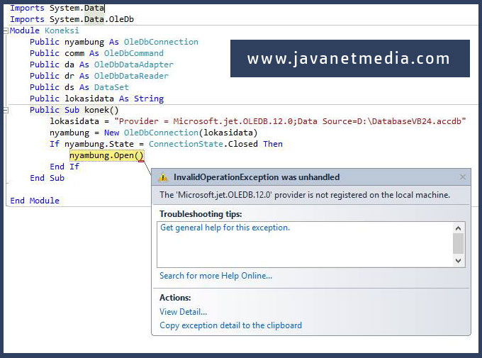 No Name Mengatasi The Microsoft.ACE.OLEDB.12.0 provider is not