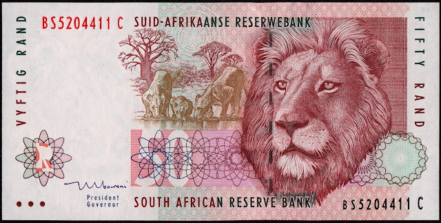 South Africa Currency 50 Rand banknote 1992 Transvaal Lion