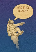 caricatura de astronauta en el espacio
