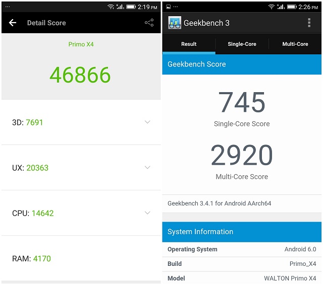 Primo X4 review AnTuTu Benchmark GFXBench Score
