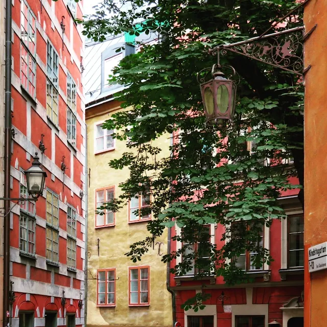 colorful facades in Stockholm's Gamla stan (Old Town)