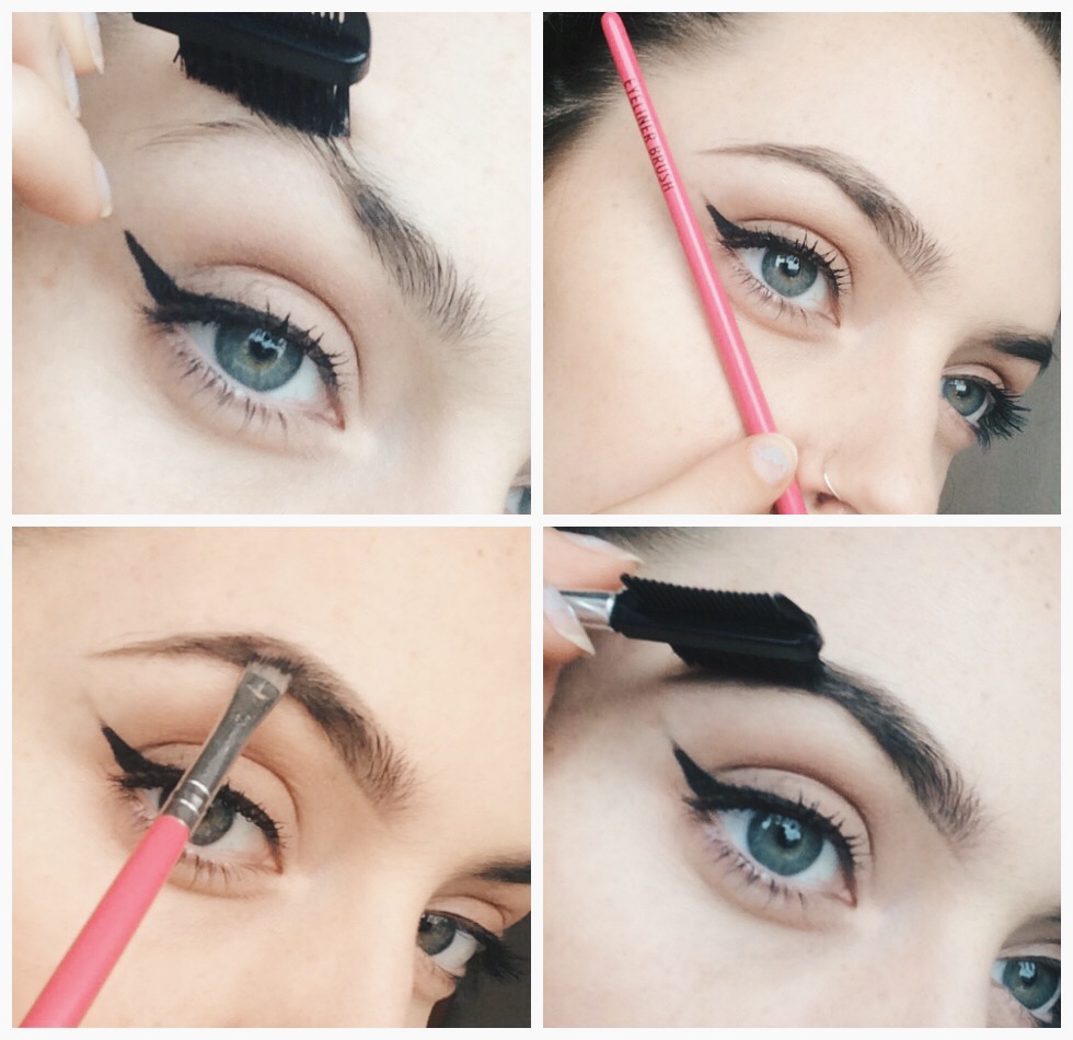 How to do gradient eyebrows steps 1-4 collage
