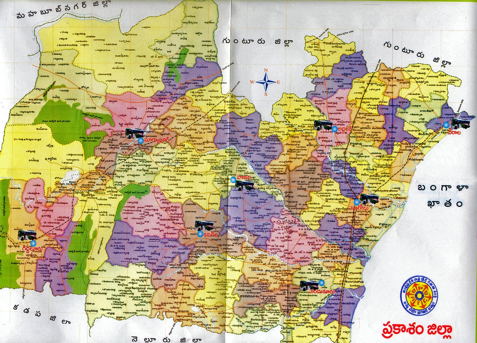 ilyas journalist Prakasam district map with APSRTC bus routes