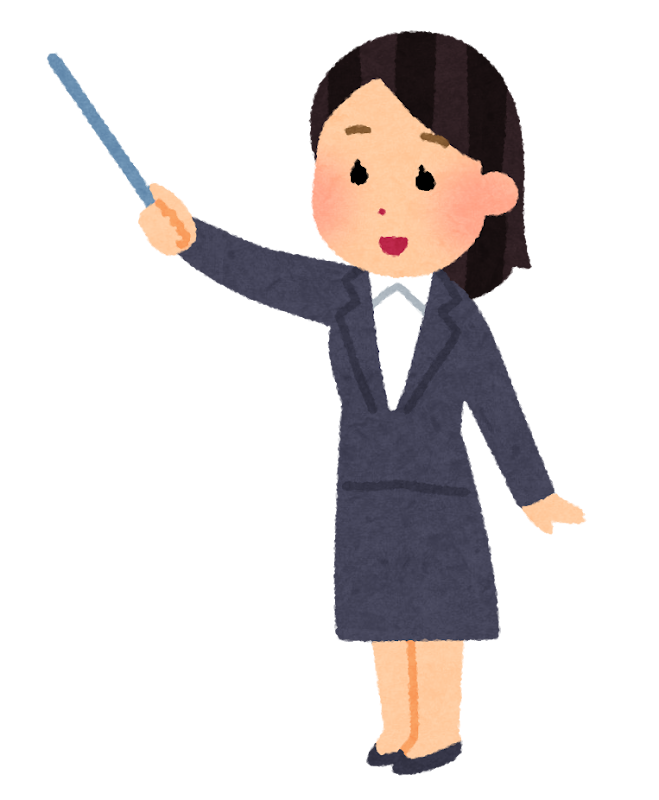 指示棒を持った会社員のイラスト（女性） | かわいいフリー素材 ...