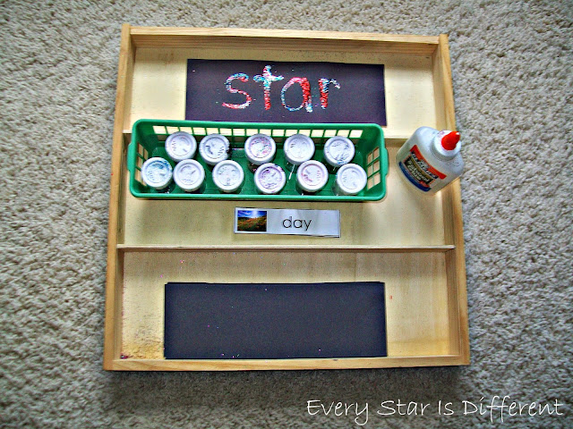 Glue and Glitter Spelling Word Practice Activity for Kids