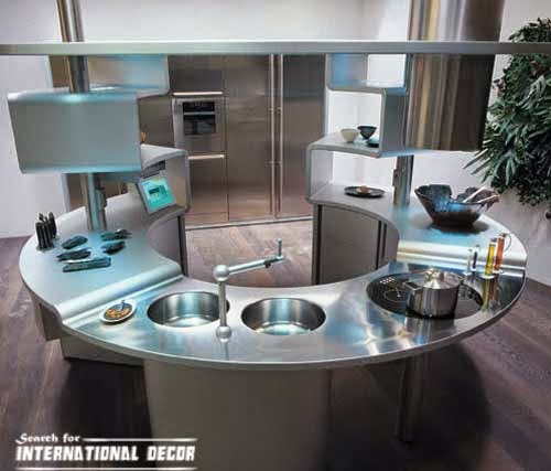 round kitchen in high-tech style