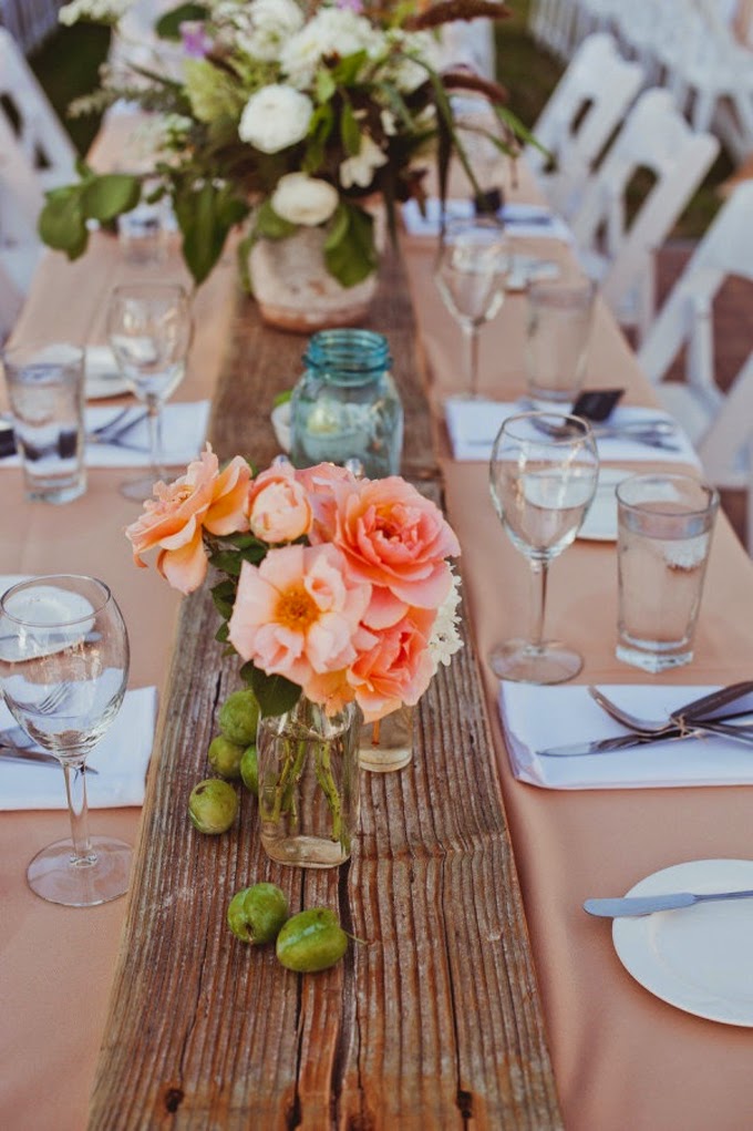 10 Country Chic and Rustic Wedding Tablescapes - Wooden Table Decorations