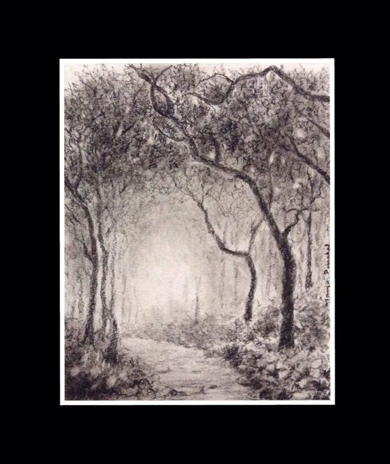 Charcoal painting of Foggy day in Matheran by Manju Panchal