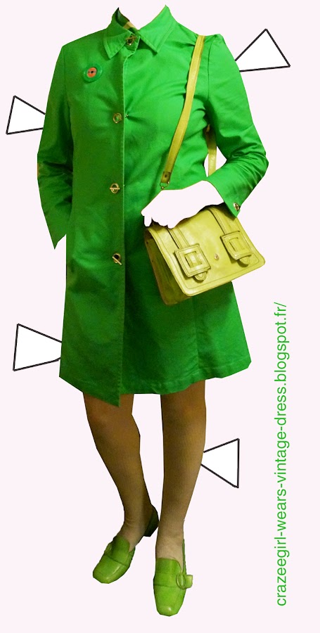 vintage geometric abstract print dress green blue loafers chunky heels 1960 1970 60s 70s coat canvas mod spring bag handbag