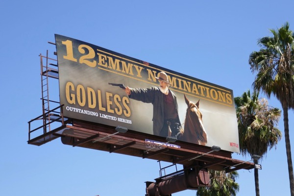 Godless 12 Emmy nominations billboard Sunset Boulevard Godless 12 Emmy nominations billboard
