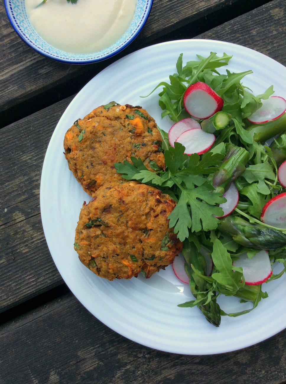 Sweet Potato and Sardine Fish Cakes with Yogurt Dip
