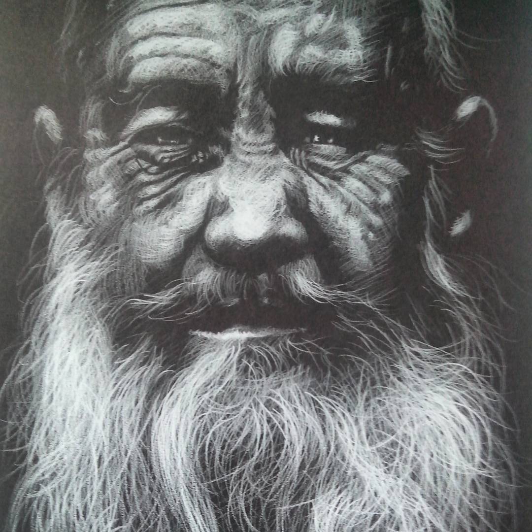 Moises Hodge. Anciano (pencil on paper). 2015