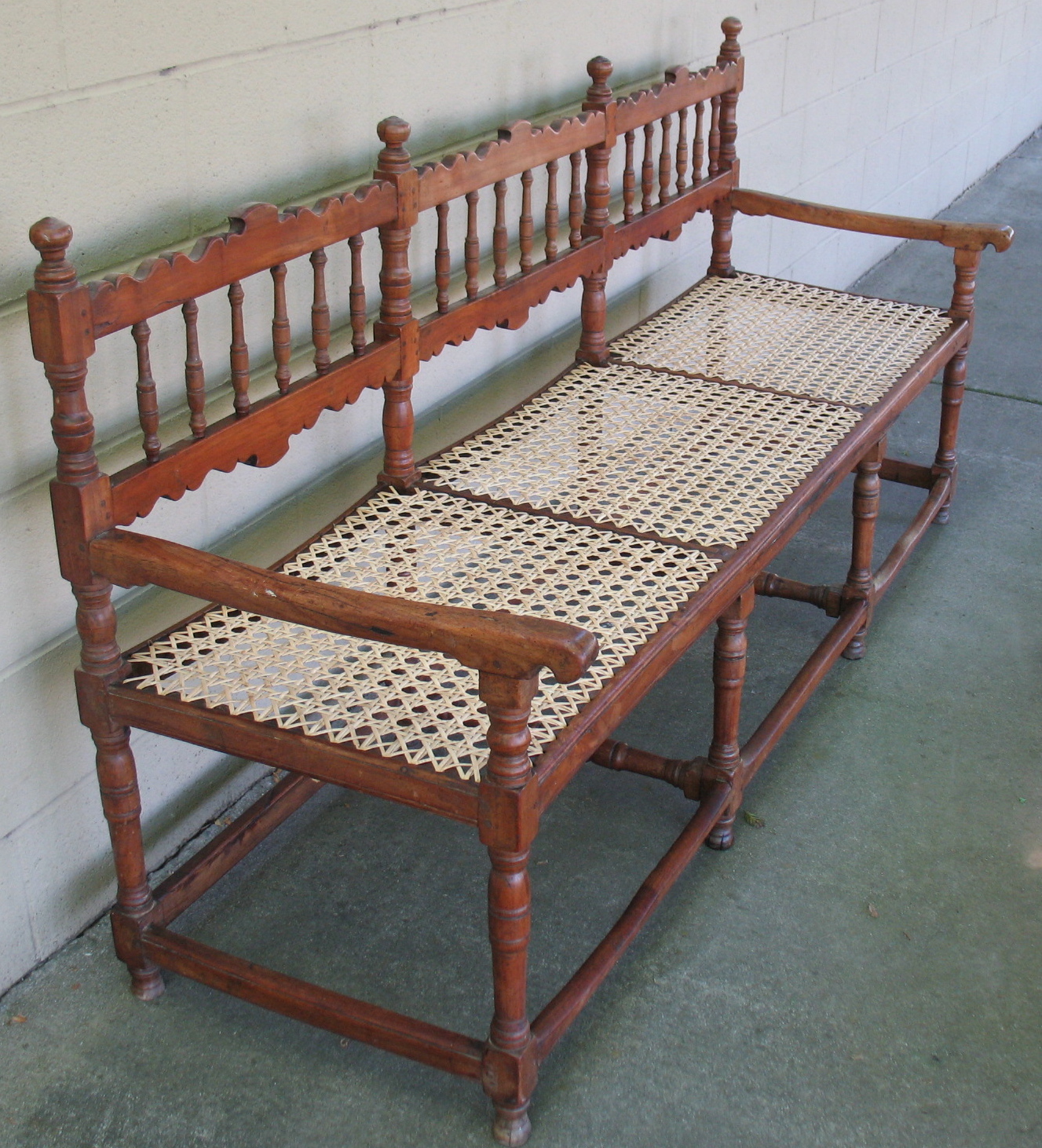 The Craftsman Antique Bench with Woven A Seat
