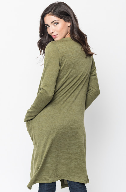 Shop for Olive Everyday Maxi Cardigan Front Pockets and Full Length Sleeves Online - $44 - on caralase.com