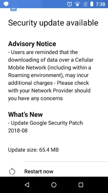 Nokia 1 August 2018 Android Security update