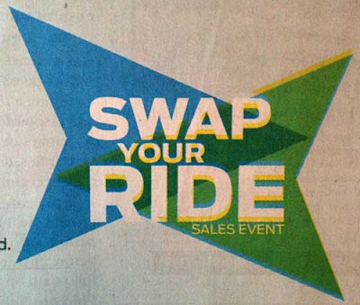 Swap Your Ride logo with blue and green arrows facing and overlapping to make an interesting shape