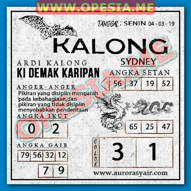 Syair Sidney Senin 4 Maret 2019 Opesia Official