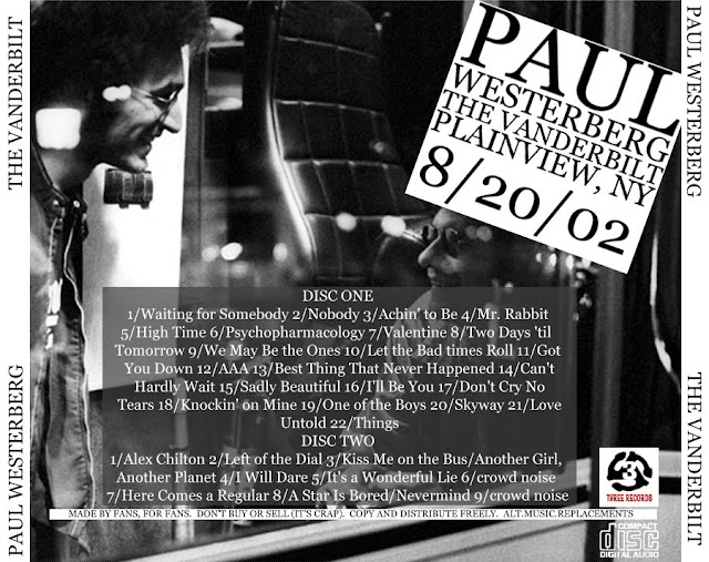 PLUMDUSTY'S PAGE Paul Westerberg 20020820 The Vanderbilt Plainview, NY