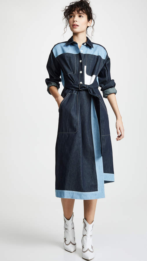 Belted Two Tone Shirtdress