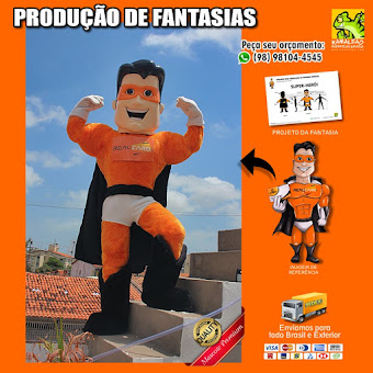 MASCOTE - Fantasia de Super-Her�i Laranja Forte