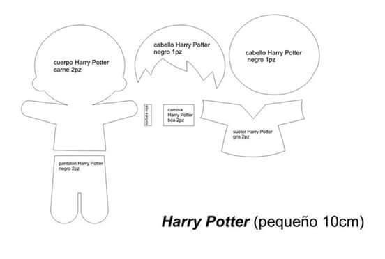 Eu Amo Artesanato Boneco Harry Potter com molde Adesivo De Geladeira ~ Eu Amo Artesanato Boneco Harry Potter com molde