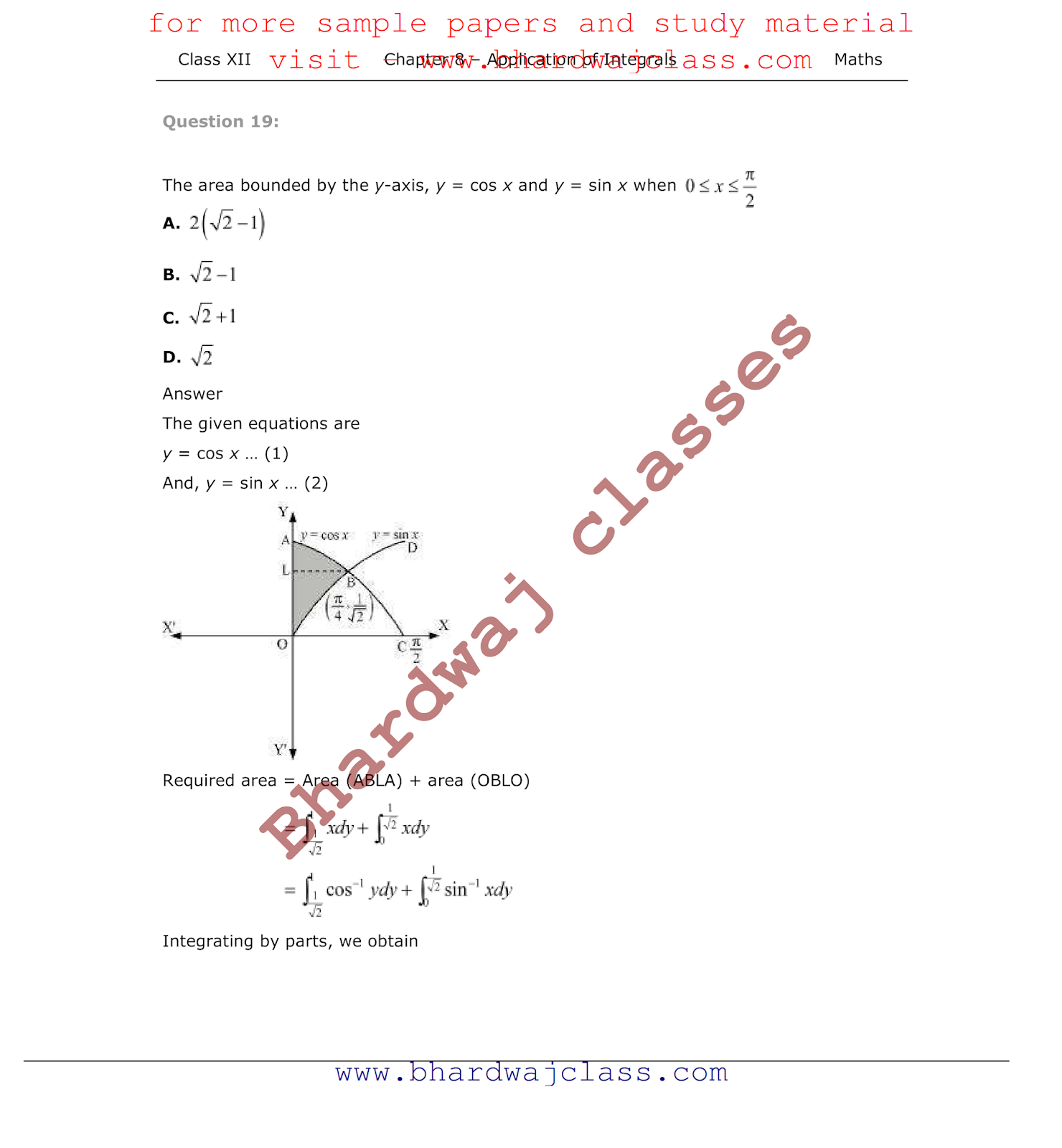 CBSE Class 12 Maths NCERT Solutions chapter - 8