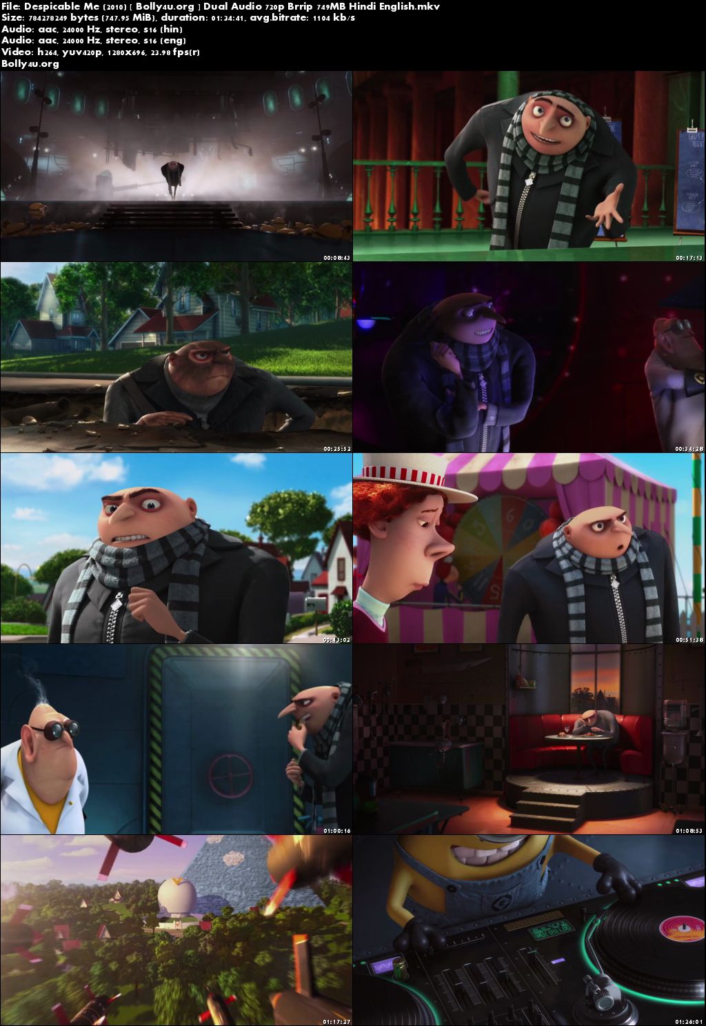 Despicable Me 2010 BRRip 300MB Hindi Dual Audio 480p Download