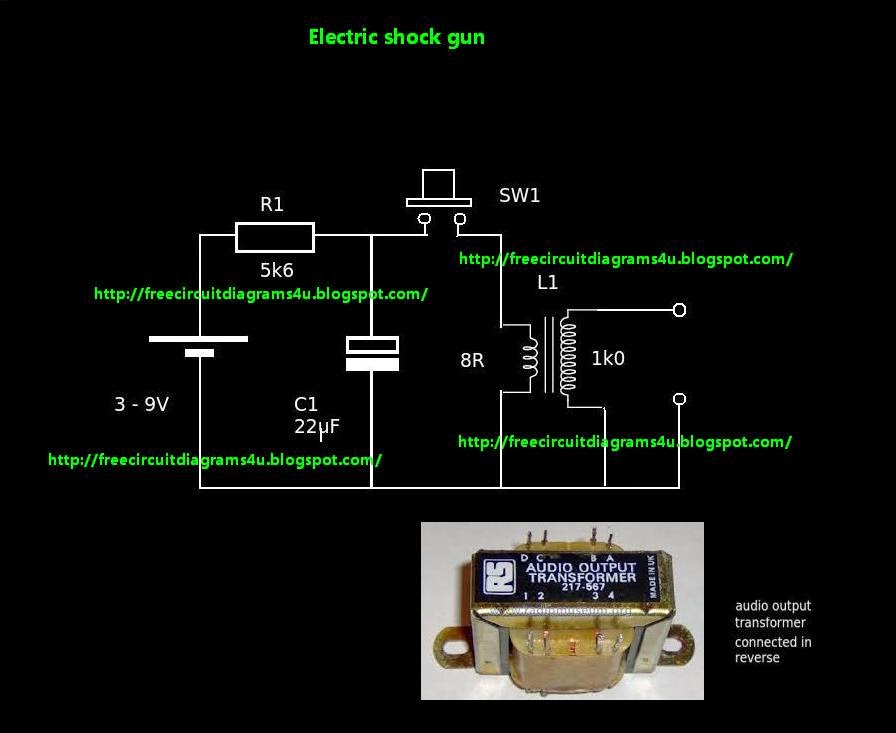 FREE CIRCUIT DIAGRAMS 4U: Simple Electric Shock Gun